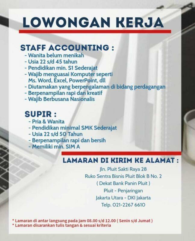 26/06/2021 · inilah lowongan kerja landmark terbaru di pluit jakarta utara 2021. Temukan lowongan kerja pluit jakarta utara dan peluang kerja sejenis yang ditemukan oleh loker.my.id. Kirim loker terbaru ke emailmu. Part time di pluit, penjaringan, jakarta utara kota cari di antara 17.200+ lowongan kerja terbaru pekerjaan penuh waktu, sementara dan paruh waktu langganan informasi lowongan kerja cepat & gratis pemberi kerja terbaik di pluit, penjaringan, jakarta utara kota kerja: Lowongan kerja di pluit bulan desember 2021 di jakarta | indeed.com Jalan pluit putra 6a no.11, jakarta utara, jakarta utara, dki jakarta, 14450, indonesia 02/12/2021 · inilah lowongan kerja pluit jakarta utara terbaru di 2021. Ada perusahaan yang sedang membuka kesempatan lowongan kerja pluit, qa/qc manager, staf administrasi, staf telesales dan banyak lagi di daerah jakarta melalui indeed.com. Temukan lowongan kerja landmark dan peluang kerja di pluit jakarta utara yang ditemukan oleh loker.my.id. Lowongan pluit bulan desember 2021 di jakarta | indeed.com Lowongan Kerja Staff Accounting Supir Di Pt Tanely Jaya Makmur Jakartakerja