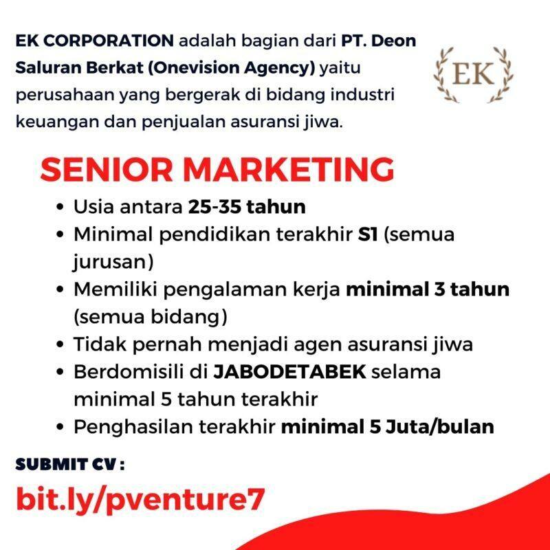 Lowongan Kerja Senior Marketing di EK Corporation - JakartaKerja