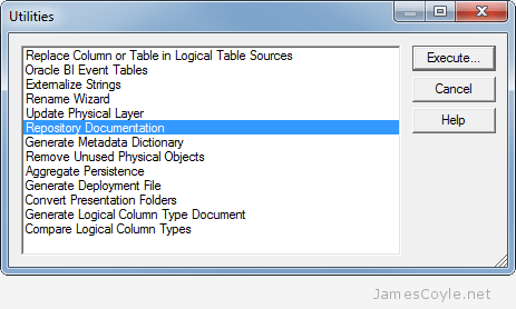 Export OBIEE RPD Documentation (Data Lineage) From The Command Line |  JamesCoyle.net Limited