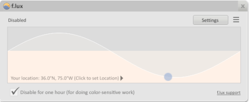 f.lux dashboard Dashboard view