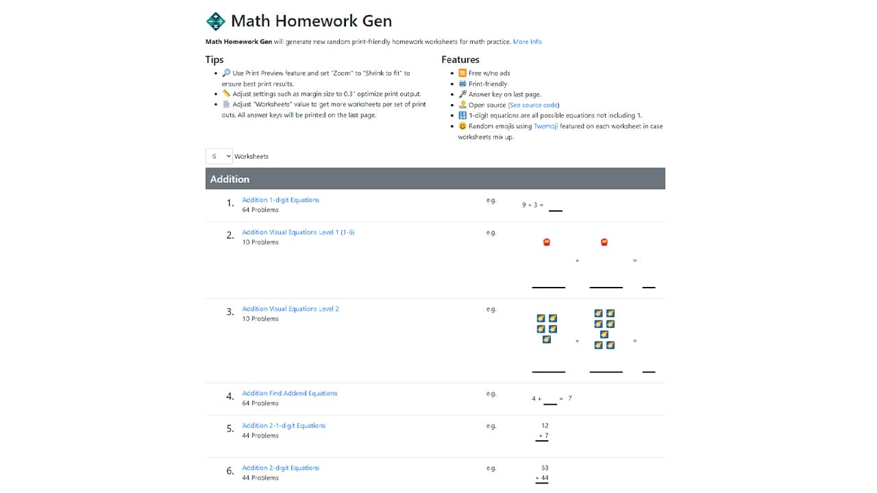 Math Homework Gen : des exercices de mathématiques à imprimer – JustGeek