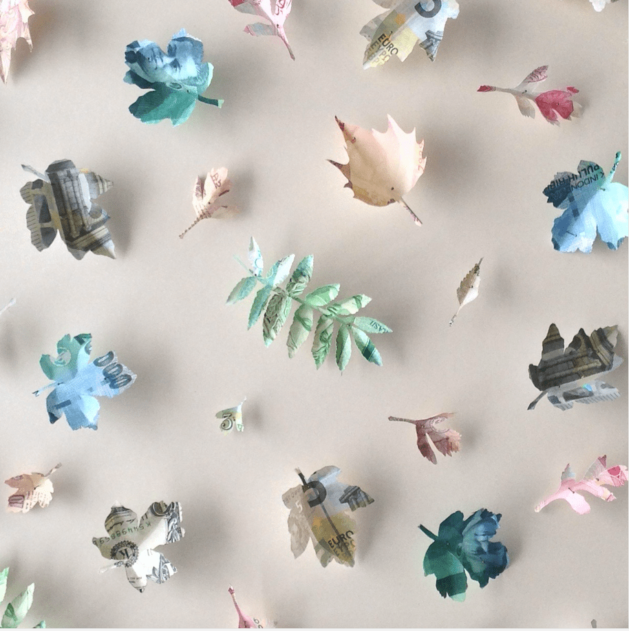 3-D paper banknote collage
