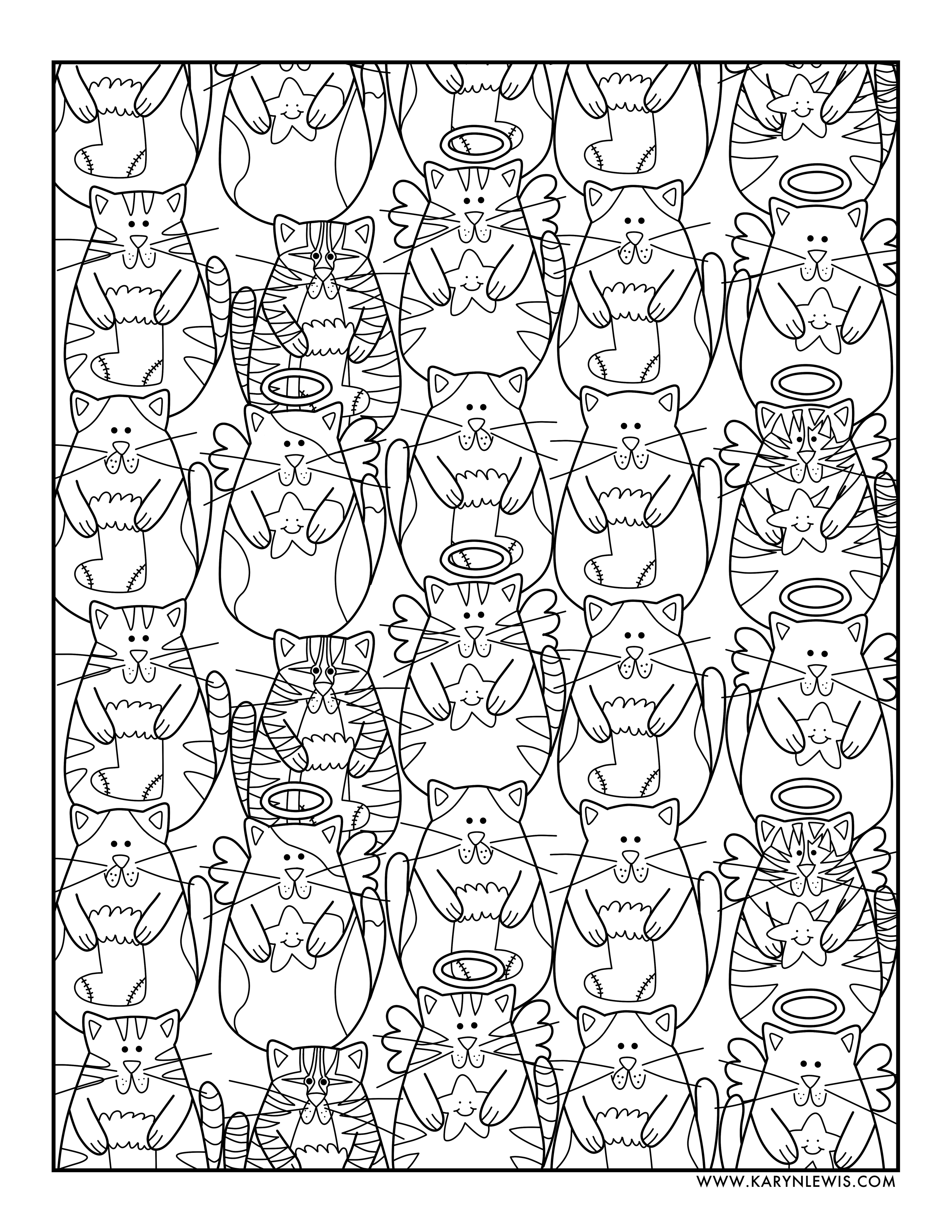 christmas cats free adult coloring page karyn lewis