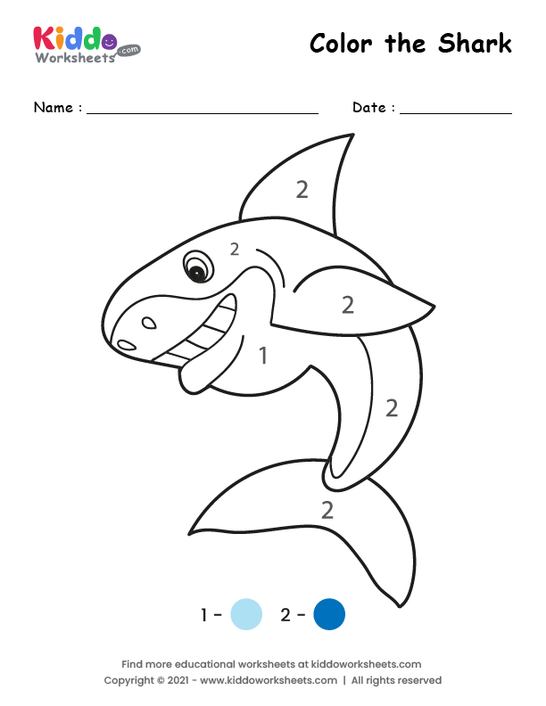 free printable shark color by number worksheet kiddoworksheets