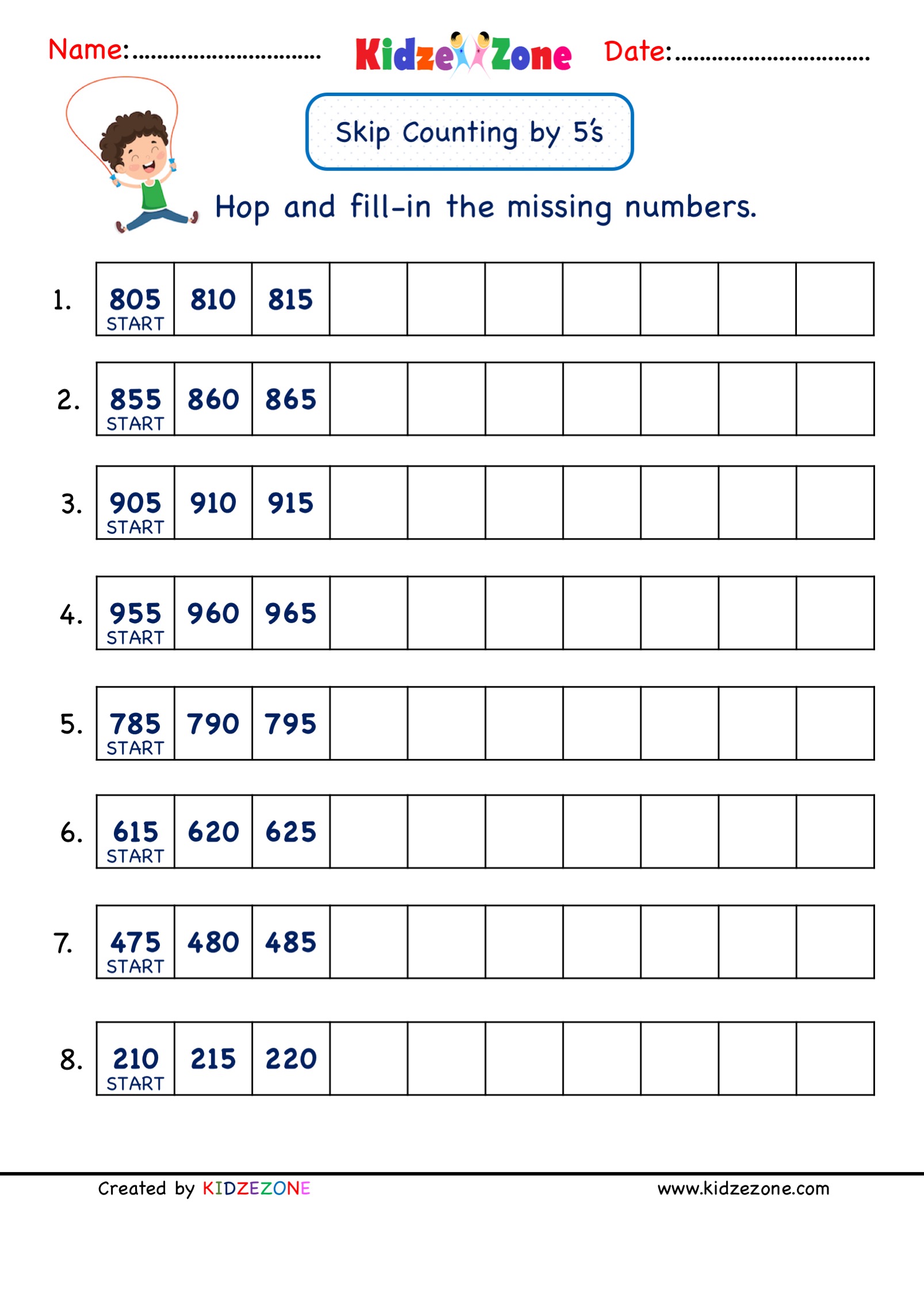 grade 2 math number practice worksheets skip counting by 5