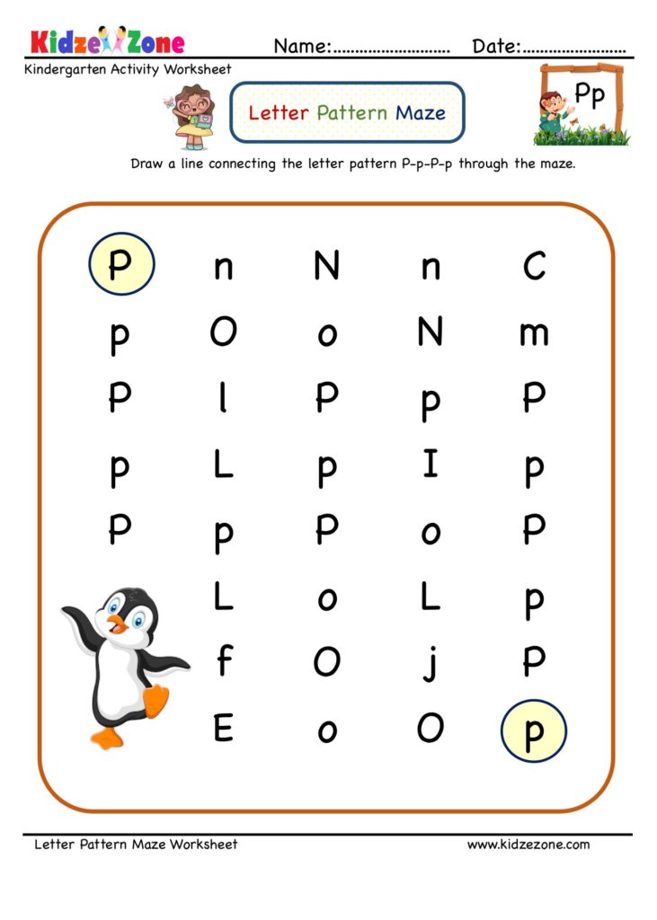 Practice writing your alphabet on the line. Letter P Maze Worksheet Kidzezone