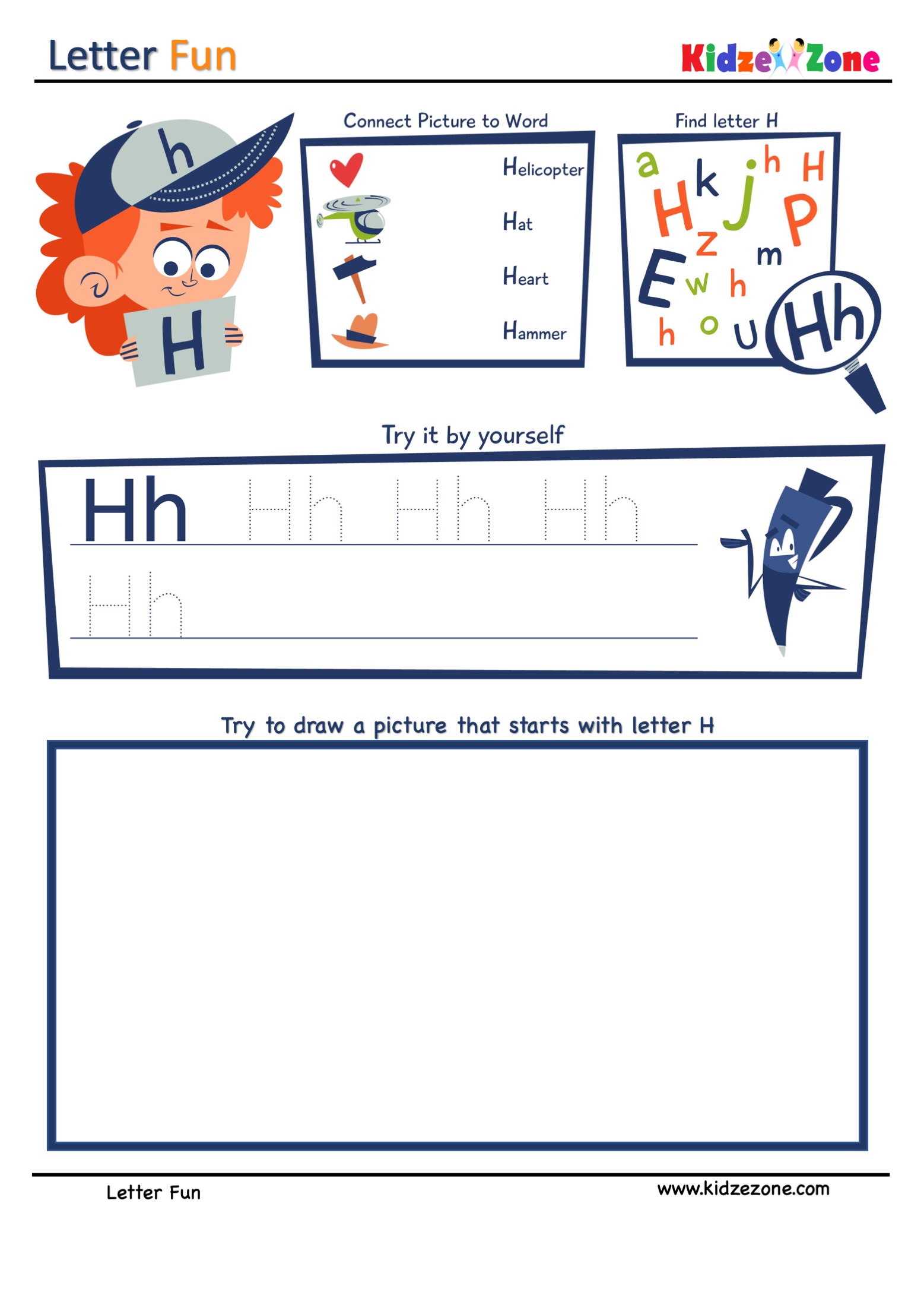 letter h super smart worksheet kidzezone