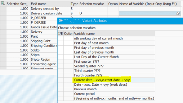 Create SAP Dynamic Variant using Date Calculation