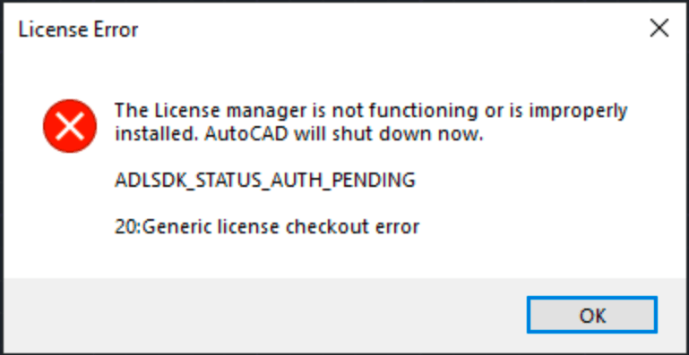 License Error The License Manager Is Not Functioning Or Is Improperly Installed Flexnet Error Opening Autocad Or F X Cad