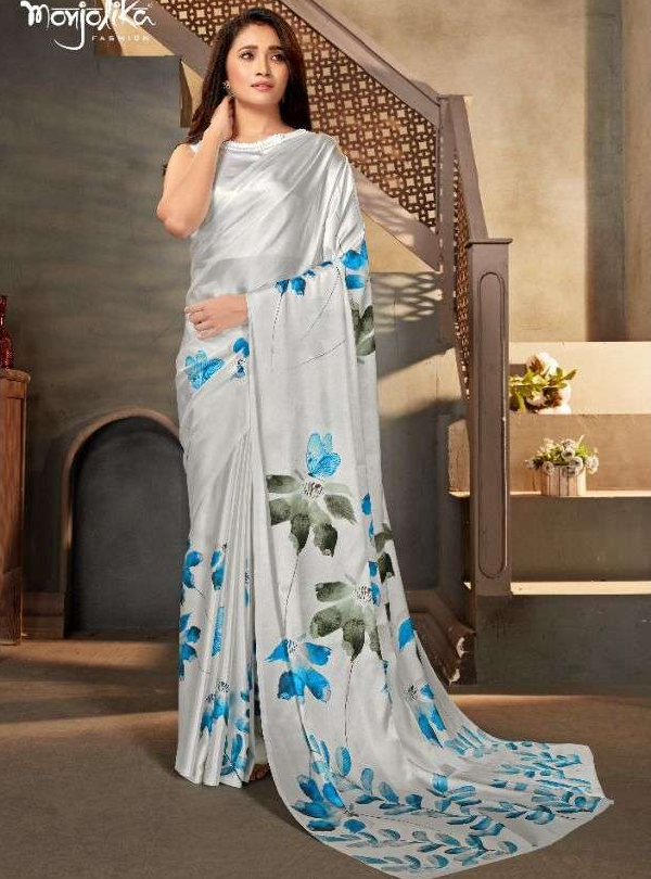 Lovely White Designer Party Wear Saree 