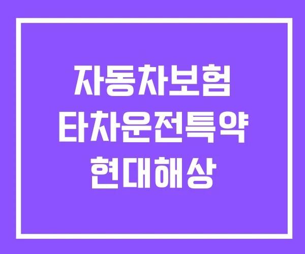자동차보험 타차운전특약 현대해상 자동차보험 타차운전특약 현대해상