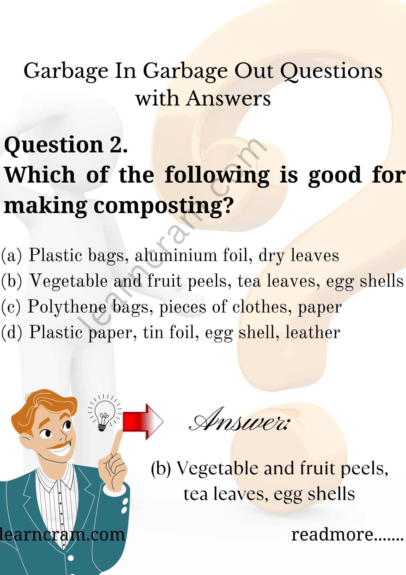 MCQ Questions for Class 6 Science Chapter 16 Garbage In Garbage Out