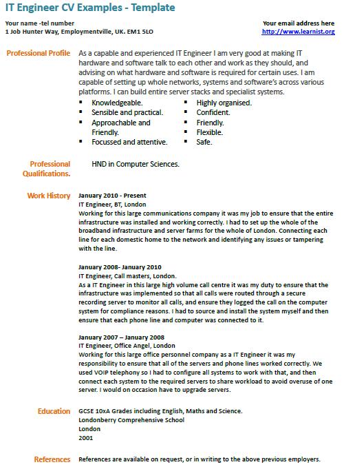 The larger a company grows, the more important risk management becomes in the daily running of the business. It Engineer Cv Example Learnist Org