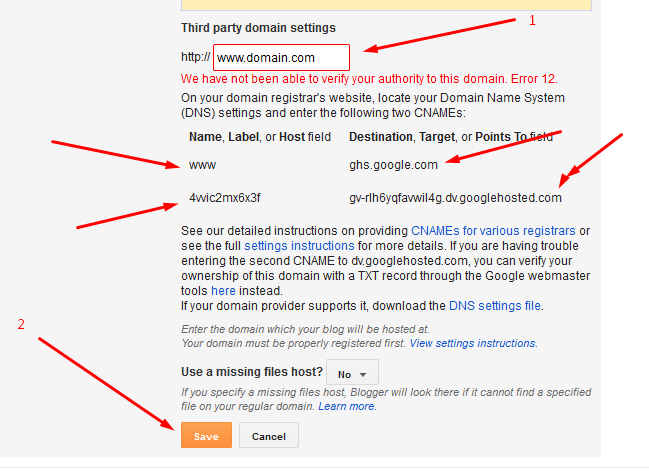 bloggger domain setup screenshot 03
