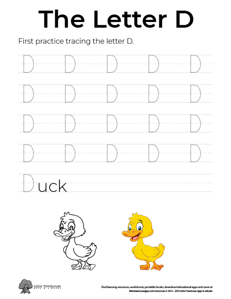 practice tracing the letter d