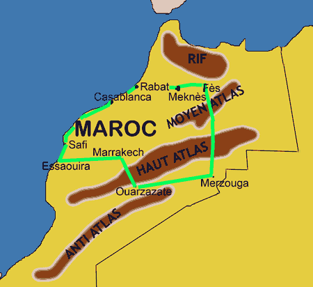 Maroc circuit grand sud villes impériales cartes informations photos