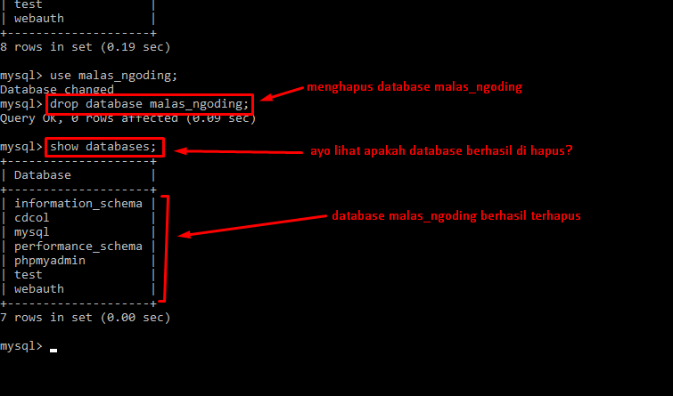 Tutorial MySQL Part 3 : Cara Membuat Dan Menghapus Database MySQL - Malas  Ngoding