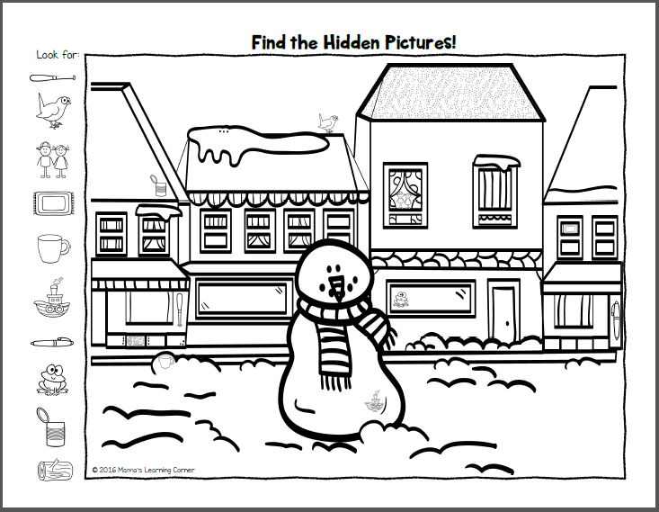 find it winter hidden picture worksheets mamas learning