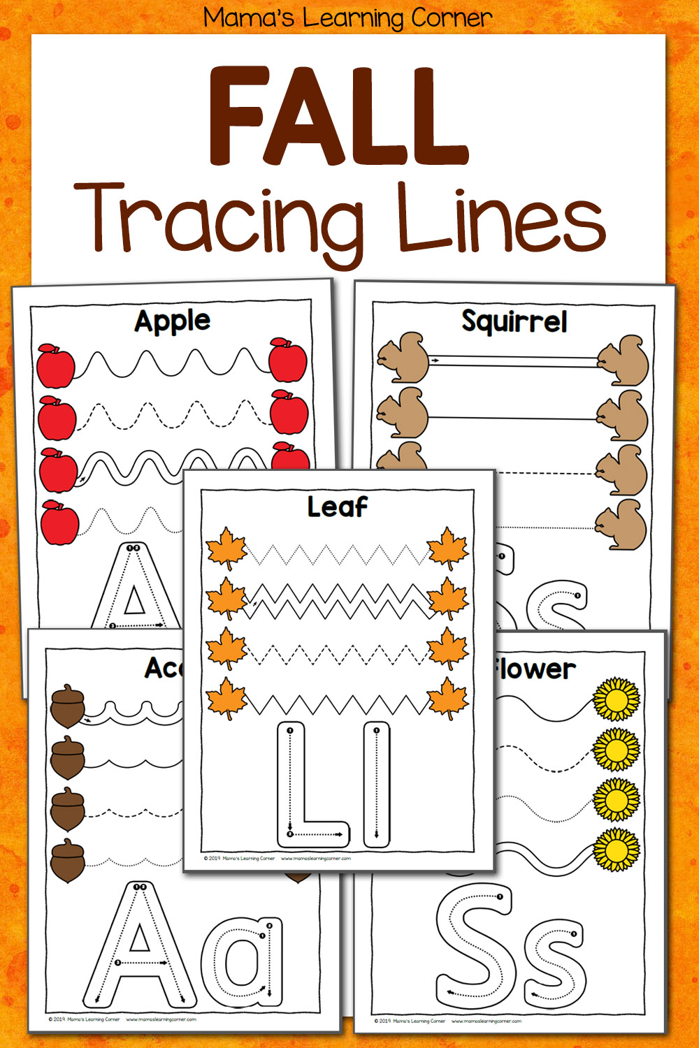 fall tracing worksheets for preschool mamas learning corner