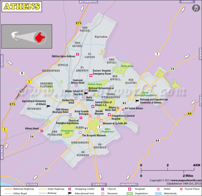 Tripindicator has different types of athens city sightseeing maps that tourists can use for free. Athens Map Map Of Athens City Greece A8hna Xarths
