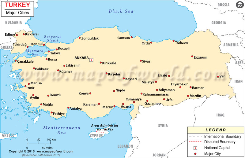 Turkey Map Cities