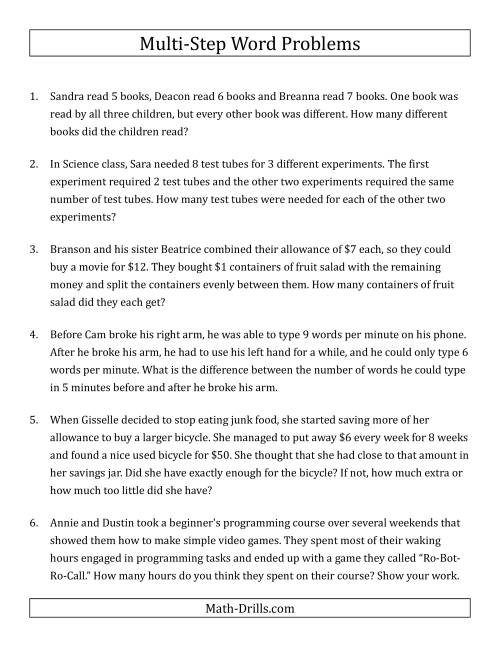easy multi step word problems