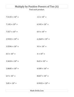 multiplying decimals by positive powers of ten exponent