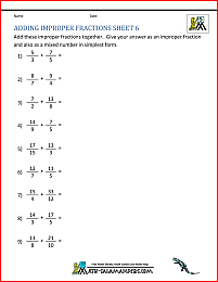 Find exciting math grade 4 fractions worksheets here. Adding Improper Fractions Support Page