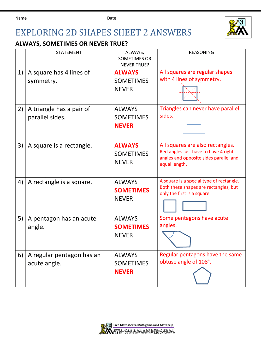 3rd grade geometry worksheets