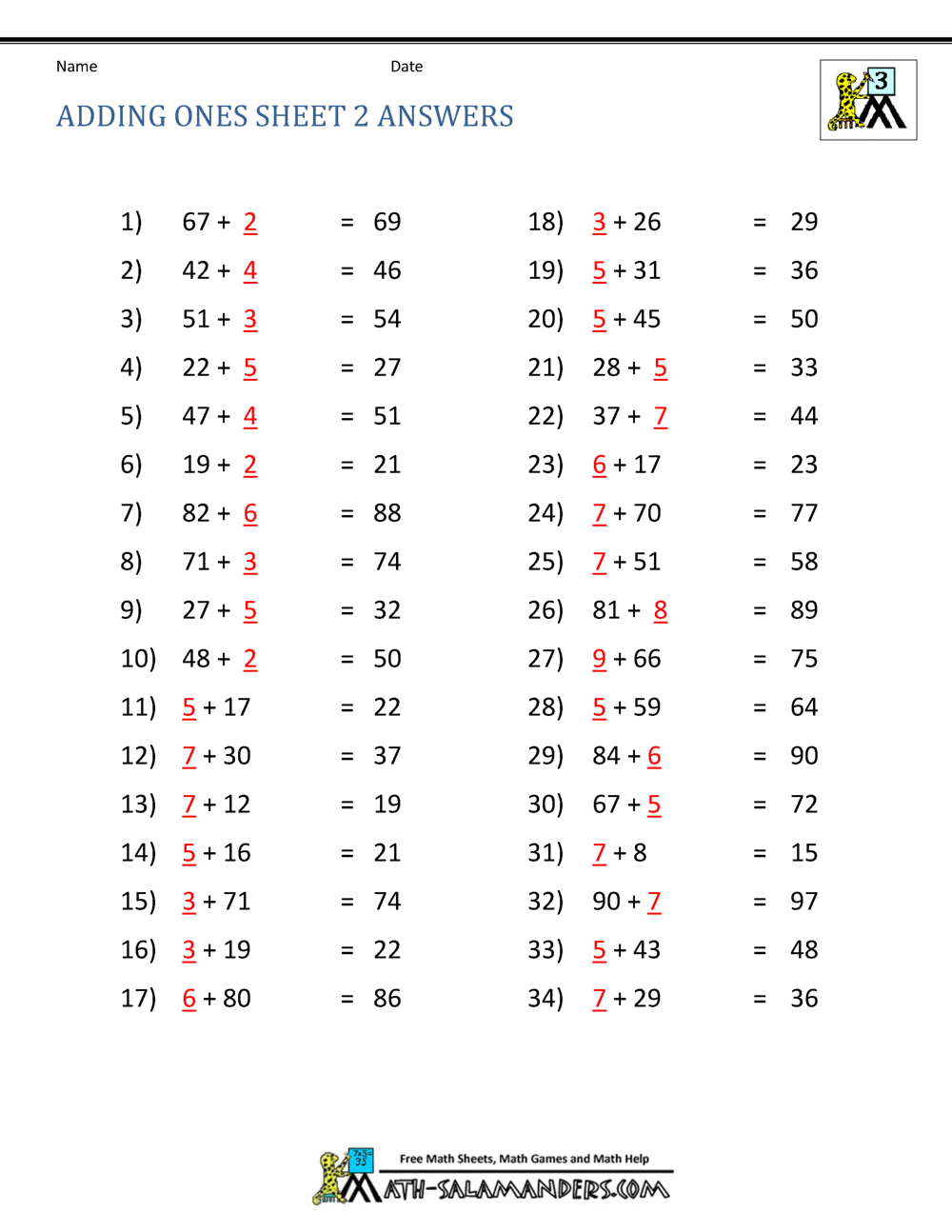 third grade addition worksheets