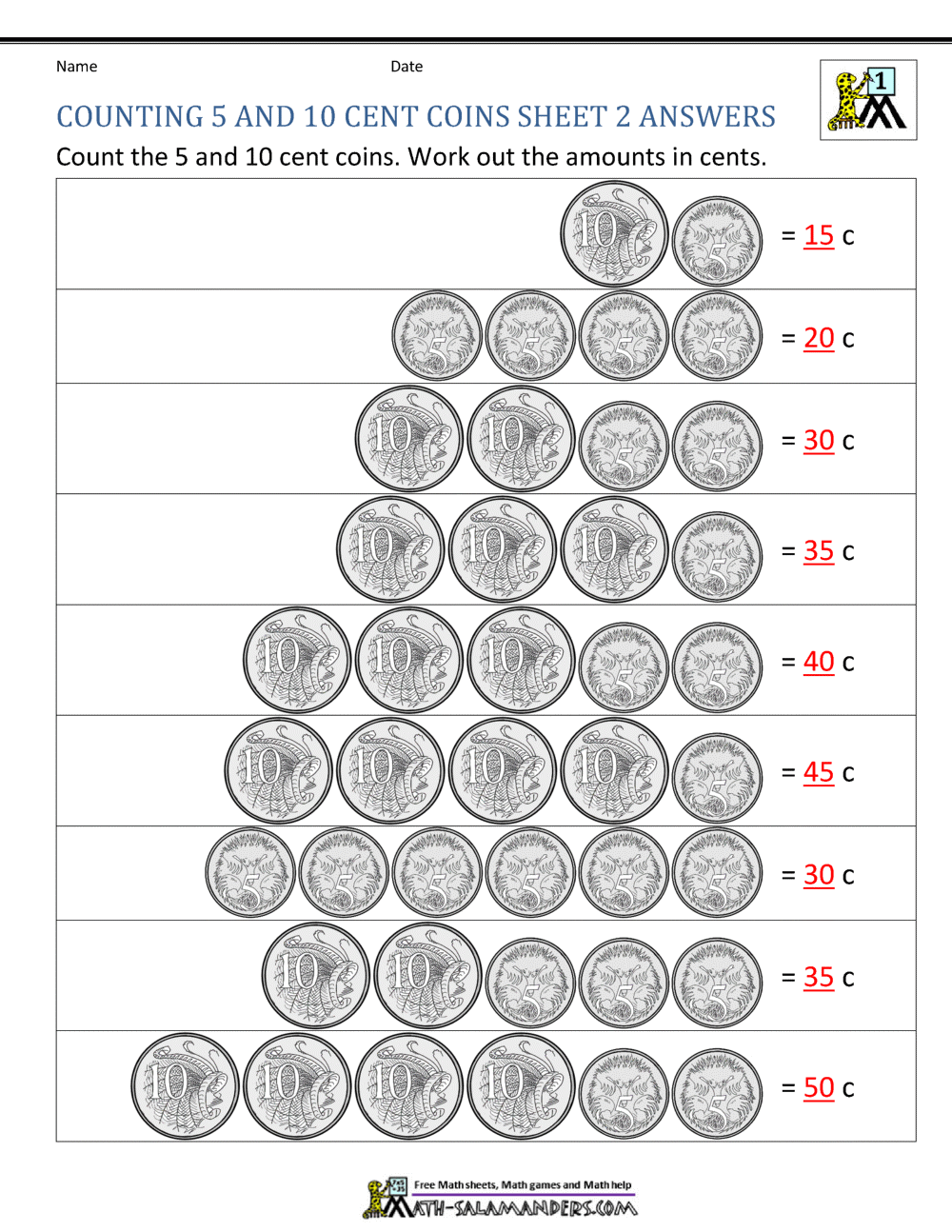 australian money worksheets