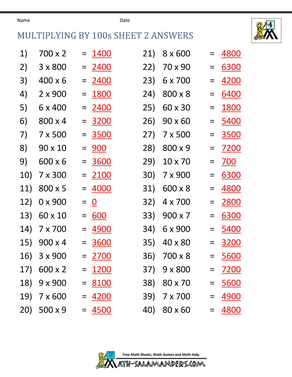 There are multiplication worksheets which are made up of horizontal questions in which the mathematical questions are written from left to right. Multiplying By Multiples Of 10