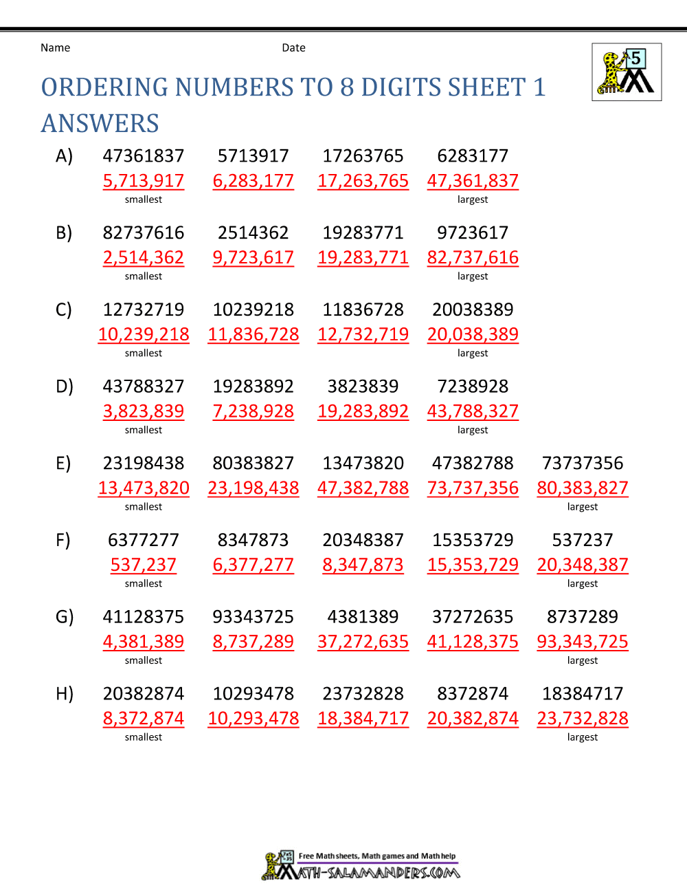 32+ 30 worksheets identifying places with 8 digit numbers math practice workbook ideas