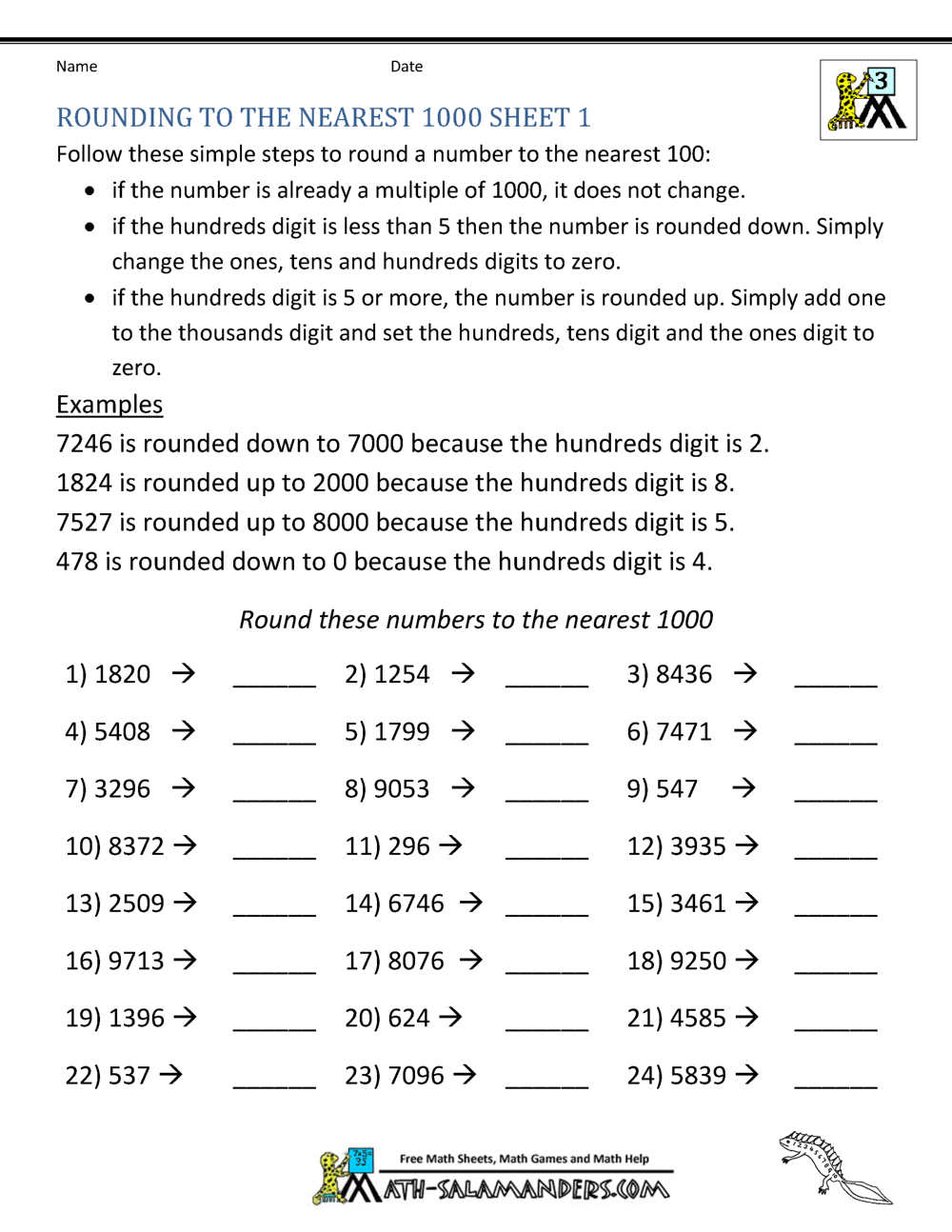 third grade math practice rounding inequalities and multiples