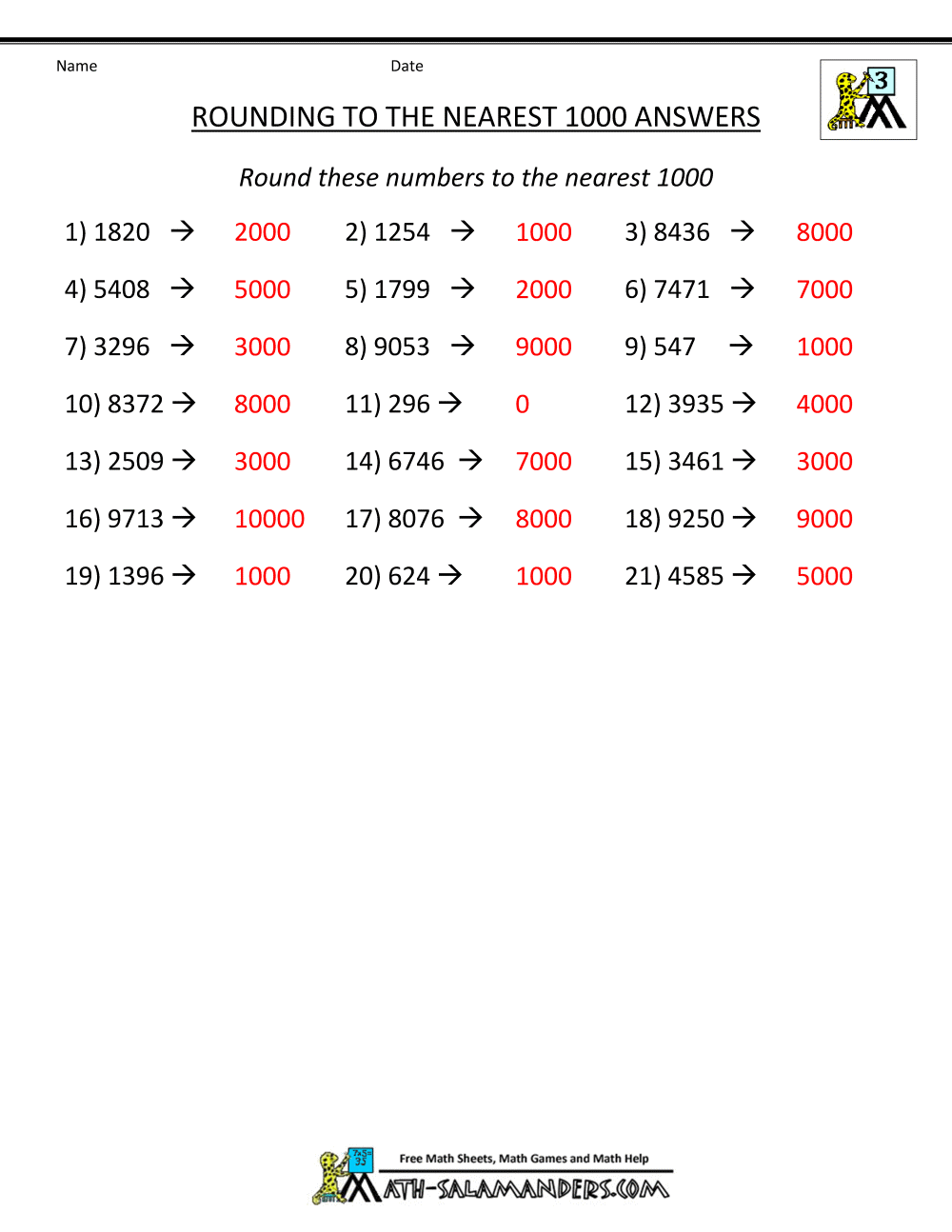 third grade math practice rounding inequalities and multiples