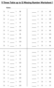 11 times tables worksheets and tables free downloads multiplication