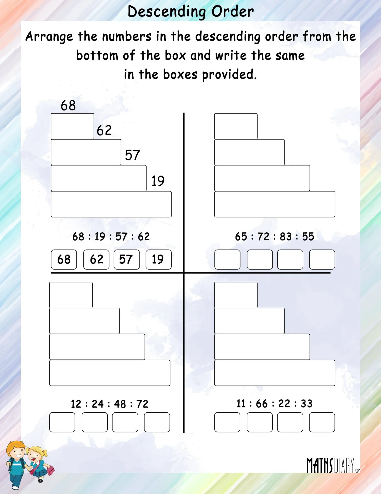 increasing decreasing order grade 1 math worksheets