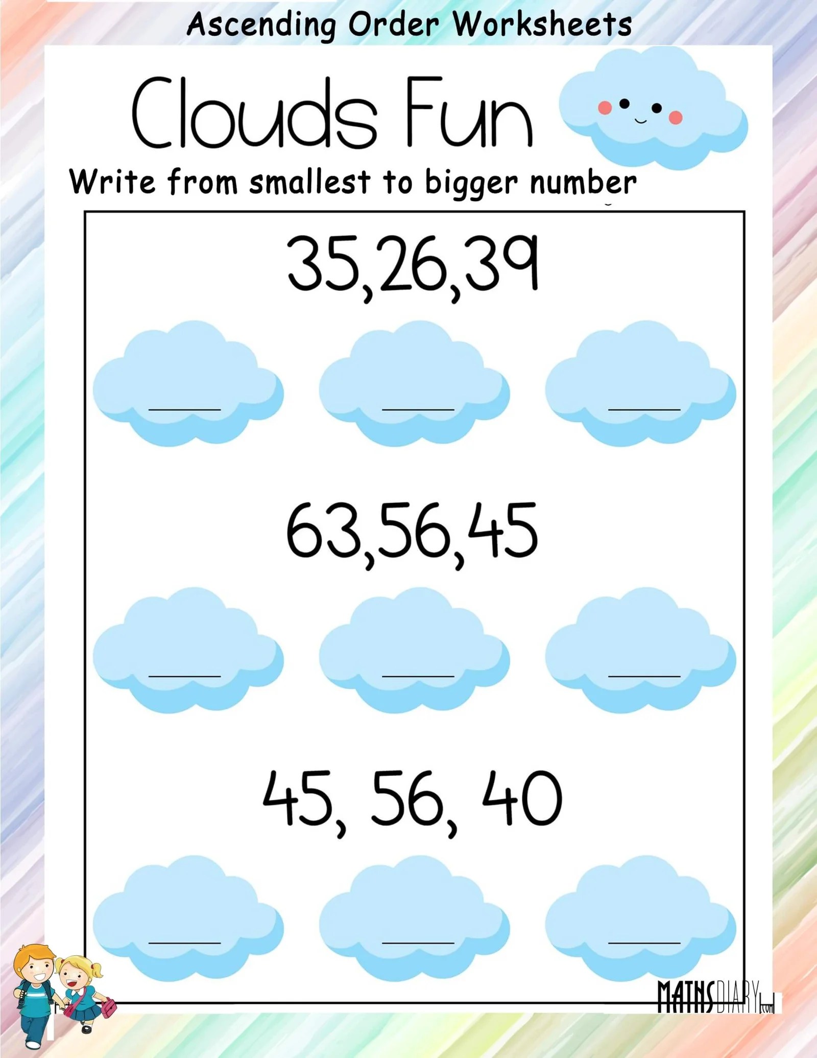 ascending descending order ukg math worksheets