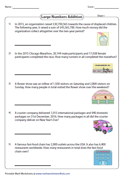 addition word problems worksheets