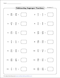 subtracting like fractions worksheets