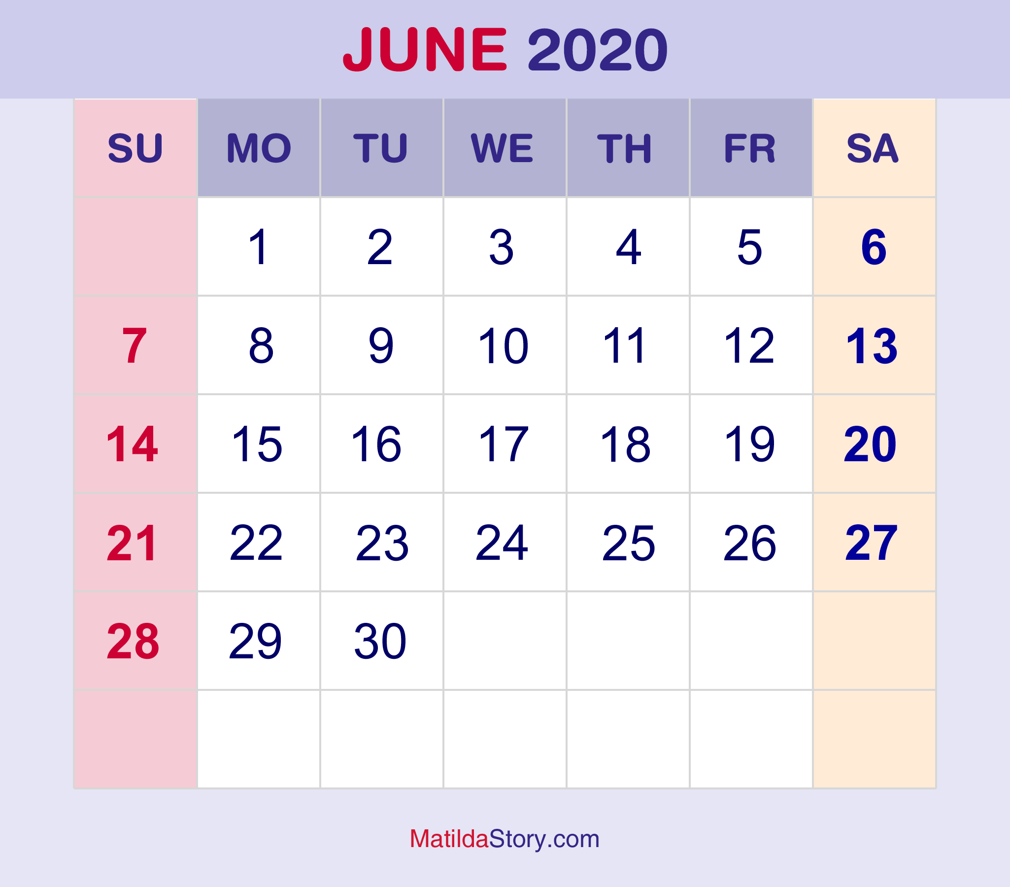 june 2020 monthly calendar monthly planner printable free sunday start matildastory com
