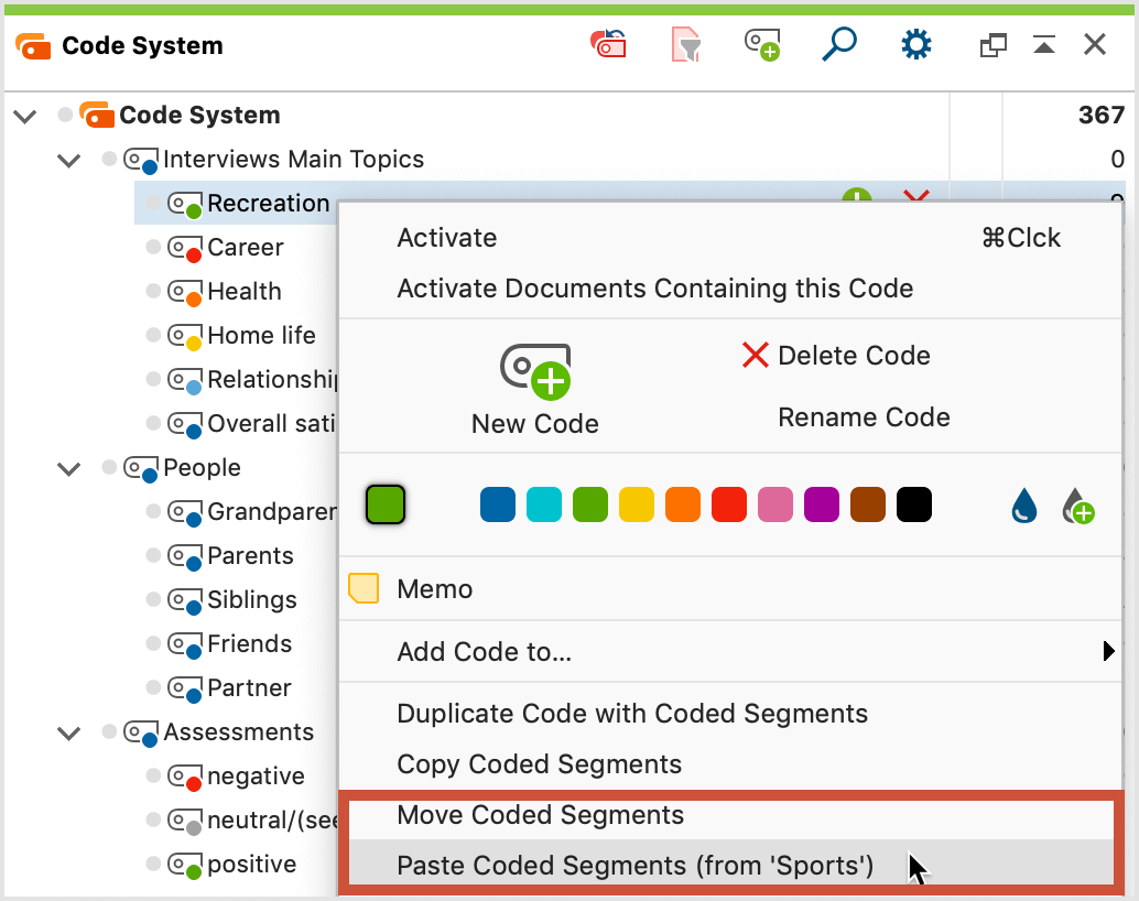 cara ekspor laporan/data ke dalam word. Move Or Copy All Coded Segments Of A Code Maxqda