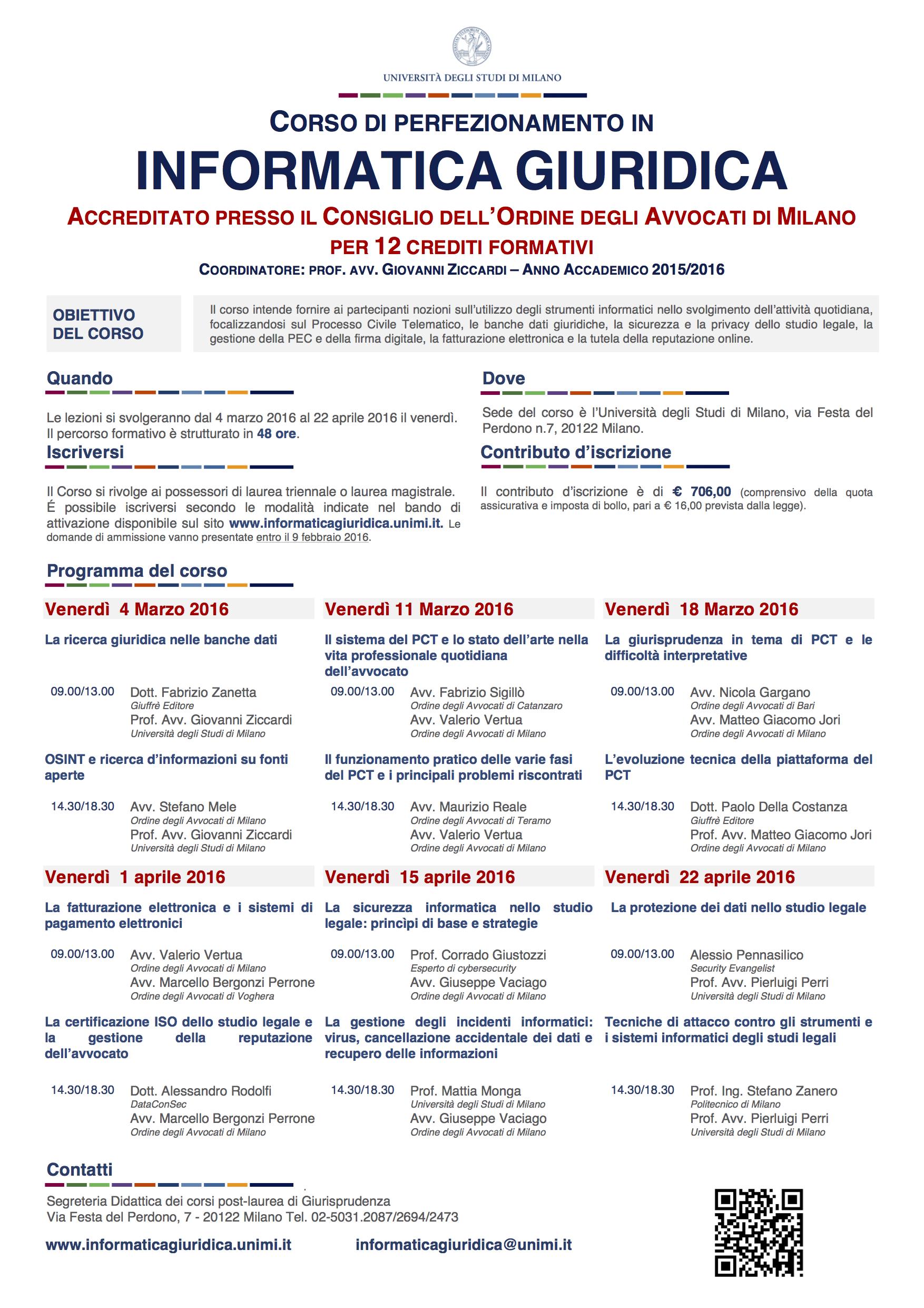 Corso Di Perfezionamento In Informatica Giuridica - Università Degli Studi Di Milano - Medialaws 2481_x_1754_jpg