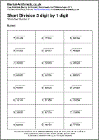 short division 5 digit by 1 digit worksheets free printable pdf