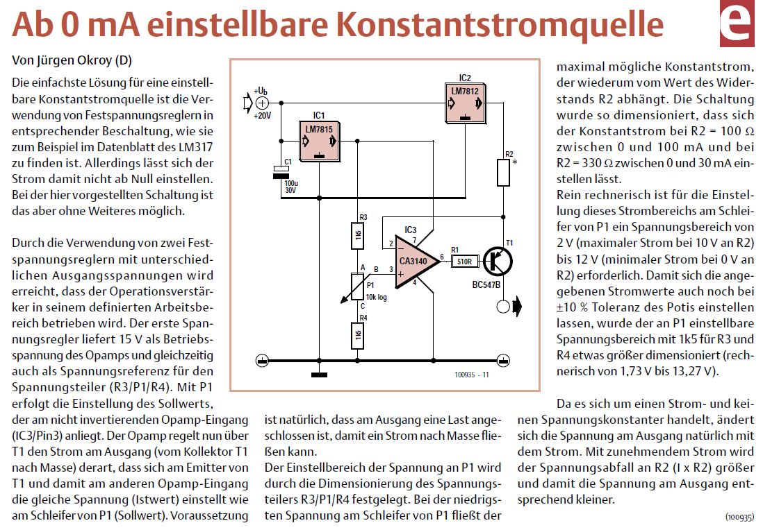 Im wagen vor mir fährt ein junges mädchen,. einstellbare Konstantstromquelle -0,5mA - 25mA