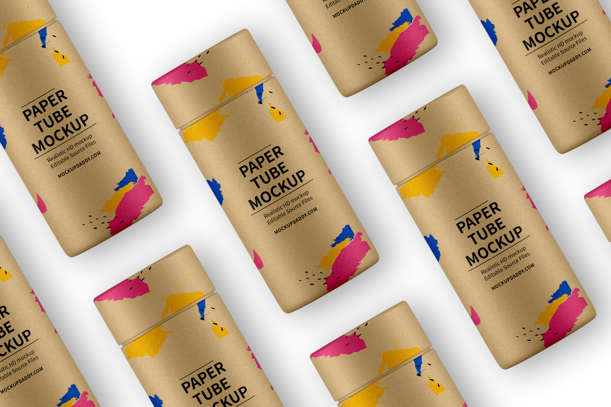 Free paper tube packaging mockup to showcase your packaging design in a photorealistic look. Tileable Paper Tube Mockup Mockup Daddy