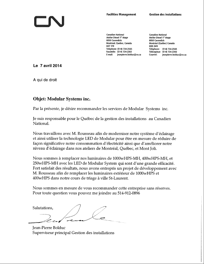 Bombardier recommandation