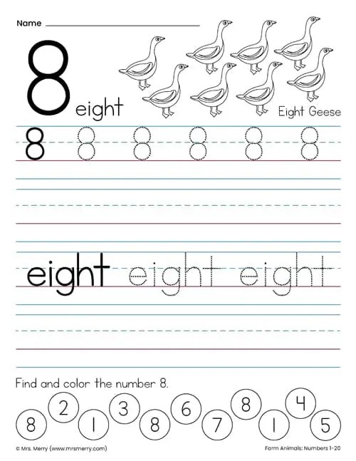 free tracing numbers worksheets 1 20 with farm animals mrs merry