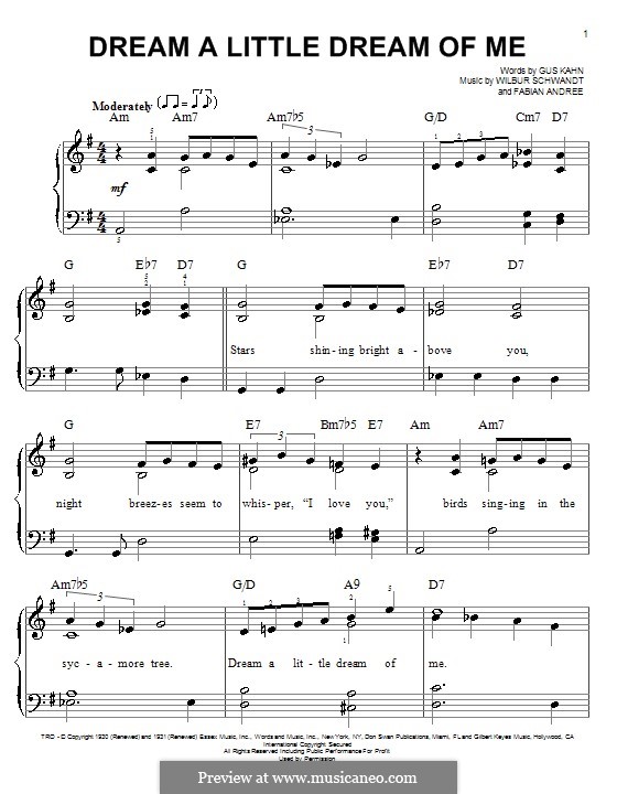 Most people know about ella fitzgerald and . Dream A Little Dream Of Me By F Andre W Schwandt On Musicaneo