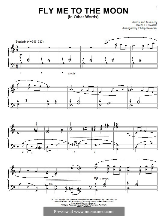 Woohootiehoo and best of luck! Fly Me To The Moon In Other Words For Piano By B Howard On Musicaneo